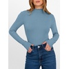image:imageANRABESS Womens Lettuce Trim Mock Neck Long Sleeve Tops 2026 Casual Dressy Ribbed Knit Slim Fit Tee Shirt Fall Layer OutfitsGrey Blue