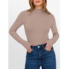 image:imageANRABESS Womens Lettuce Trim Mock Neck Long Sleeve Tops 2026 Casual Dressy Ribbed Knit Slim Fit Tee Shirt Fall Layer OutfitsLight Camel