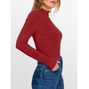 image:imageANRABESS Womens Lettuce Trim Mock Neck Long Sleeve Tops 2026 Casual Dressy Ribbed Knit Slim Fit Tee Shirt Fall Layer OutfitsRed