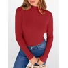 image:imageANRABESS Womens Lettuce Trim Mock Neck Long Sleeve Tops 2026 Casual Dressy Ribbed Knit Slim Fit Tee Shirt Fall Layer OutfitsRed