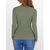 image:imageANRABESS Womens Lettuce Trim Mock Neck Long Sleeve Tops 2026 Casual Dressy Ribbed Knit Slim Fit Tee Shirt Fall Layer OutfitsSage Green