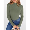 image:imageANRABESS Womens Lettuce Trim Mock Neck Long Sleeve Tops 2026 Casual Dressy Ribbed Knit Slim Fit Tee Shirt Fall Layer OutfitsSage Green