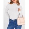 image:imageANRABESS Womens Lettuce Trim Mock Neck Long Sleeve Tops 2026 Casual Dressy Ribbed Knit Slim Fit Tee Shirt Fall Layer OutfitsWhite