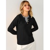 image:imageANRABESS Womens Long Sleeve Lightweight Pullover Sweaters  2 in 1 Fake Layer Crew Neck Soft Skin Friendly Button Sweater Tops Business Casual Office Daily Knit Outfit for Fall WinterBlack