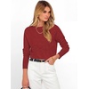 image:imageANRABESS Womens Long Sleeve Rolled Neck Casual Soft Lightweight Basic Pullover Sweater Top 2026 Fall Shirt Work OutfitsBrick Red
