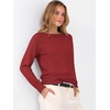 image:imageANRABESS Womens Long Sleeve Rolled Neck Casual Soft Lightweight Basic Pullover Sweater Top 2026 Fall Shirt Work OutfitsBrick Red