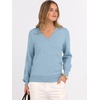 image:imageANRABESS Womens Long Sleeve V Neck Basic Sweaters  Classic Pullover TopsSoft LooseBusiness Casual WorkTravel VacationAll Day WearFall Spring OutfitsWinter Layer ClothingLight Blue