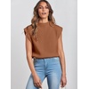 image:imageANRABESS Womens Mock Neck Sleeveless Sweater Vest Casual Cap Sleeve Knit Pullover Tank Tops 2026 Fall ClothesCaramel Orange