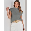 image:imageANRABESS Womens Mock Neck Sleeveless Sweater Vest Casual Cap Sleeve Knit Pullover Tank Tops 2026 Fall ClothesGray Green