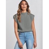 image:imageANRABESS Womens Mock Neck Sleeveless Sweater Vest Casual Cap Sleeve Knit Pullover Tank Tops 2026 Fall ClothesGray Green