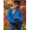 image:imageANRABESS Womens Oversized Casual Loose Slouchy Scoop V Neck Batwing Long Sleeve Knit 2026 Fall Pullover SweatersAzure
