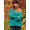 image:imageANRABESS Womens Oversized Casual Loose Slouchy Scoop V Neck Batwing Long Sleeve Knit 2026 Fall Pullover SweatersBlue Green