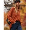 image:imageANRABESS Womens Oversized Casual Loose Slouchy Scoop V Neck Batwing Long Sleeve Knit 2026 Fall Pullover SweatersBrick