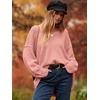 image:imageANRABESS Womens Oversized Casual Loose Slouchy Scoop V Neck Batwing Long Sleeve Knit 2026 Fall Pullover SweatersPink