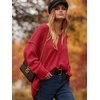 image:imageANRABESS Womens Oversized Casual Loose Slouchy Scoop V Neck Batwing Long Sleeve Knit 2026 Fall Pullover SweatersRed