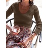 image:imageANRABESS Womens Ribbed Fitted Sweater Long Sleeve Shirts Scoop Neck Lightweight Casual Knit Slim Tops 2026 Fall OutfitsCoffee