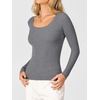 image:imageANRABESS Womens Ribbed Fitted Sweater Long Sleeve Shirts Scoop Neck Lightweight Casual Knit Slim Tops 2026 Fall OutfitsDark Gray