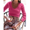 image:imageANRABESS Womens Ribbed Fitted Sweater Long Sleeve Shirts Scoop Neck Lightweight Casual Knit Slim Tops 2026 Fall OutfitsHot Pink
