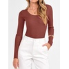 image:imageANRABESS Womens Ribbed Fitted Sweater Long Sleeve Shirts Scoop Neck Lightweight Casual Knit Slim Tops 2026 Fall OutfitsRust