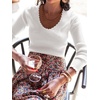 image:imageANRABESS Womens Ribbed Fitted Sweater Long Sleeve Shirts Scoop Neck Lightweight Casual Knit Slim Tops 2026 Fall OutfitsWhite