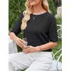 image:imageANRABESS Womens Short Sleeve Sweater Wool Blend Crewneck Lightweight Sweaters Top Summer Spring Business Casual OutfitsBlack