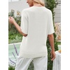 image:imageANRABESS Womens Short Sleeve Sweater Wool Blend Crewneck Lightweight Sweaters Top Summer Spring Business Casual OutfitsCream White