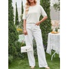image:imageANRABESS Womens Short Sleeve Sweater Wool Blend Crewneck Lightweight Sweaters Top Summer Spring Business Casual OutfitsCream White
