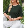 image:imageANRABESS Womens Short Sleeve Sweater Wool Blend Crewneck Lightweight Sweaters Top Summer Spring Business Casual OutfitsDark Green