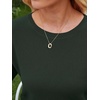image:imageANRABESS Womens Short Sleeve Sweater Wool Blend Crewneck Lightweight Sweaters Top Summer Spring Business Casual OutfitsDark Green