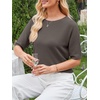 image:imageANRABESS Womens Short Sleeve Sweater Wool Blend Crewneck Lightweight Sweaters Top Summer Spring Business Casual OutfitsDrak Taupe