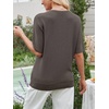 image:imageANRABESS Womens Short Sleeve Sweater Wool Blend Crewneck Lightweight Sweaters Top Summer Spring Business Casual OutfitsDrak Taupe