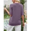 image:imageANRABESS Womens Short Sleeve Sweater Wool Blend Crewneck Lightweight Sweaters Top Summer Spring Business Casual OutfitsGrey Purple