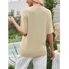 image:imageANRABESS Womens Short Sleeve Sweater Wool Blend Crewneck Lightweight Sweaters Top Summer Spring Business Casual OutfitsParchment