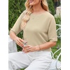 image:imageANRABESS Womens Short Sleeve Sweater Wool Blend Crewneck Lightweight Sweaters Top Summer Spring Business Casual OutfitsParchment