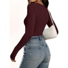 image:imageANRABESS Womens Wool Blend Long Sleeve V Neck Shirts  Comfy Soft Top Slim Fit Knit Daily Travel Going Out Clothes Basic Casual Fall Spring Transition OutfitsWine Red
