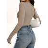 image:imageANRABESS Womens Wool Blend Long Sleeve V Neck Shirts  Comfy Soft Top Slim Fit Knit Daily Travel Going Out Clothes Basic Casual Fall Spring Transition OutfitsLight Khaki