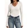 image:imageANRABESS Womens Wool Blend Long Sleeve V Neck Shirts  Comfy Soft Top Slim Fit Knit Daily Travel Going Out Clothes Basic Casual Fall Spring Transition OutfitsWhite