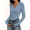 image:imageANRABESS Womens Wool Blend Long Sleeve V Neck Shirts  Comfy Soft Top Slim Fit Knit Daily Travel Going Out Clothes Basic Casual Fall Spring Transition OutfitsBlue