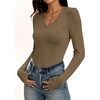 image:imageANRABESS Womens Wool Blend Long Sleeve V Neck Shirts  Comfy Soft Top Slim Fit Knit Daily Travel Going Out Clothes Basic Casual Fall Spring Transition OutfitsLight Brown