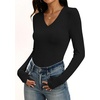 image:imageANRABESS Womens Wool Blend Long Sleeve V Neck Shirts  Comfy Soft Top Slim Fit Knit Daily Travel Going Out Clothes Basic Casual Fall Spring Transition OutfitsBlack