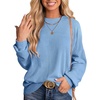 image:imageANRABESS Women Oversized TShirtsLong Sleeve Tunic Top for LeggingsRibbed Knit Side Split Casual Shirts for Daily amp TravelLight Blue