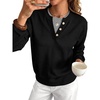 image:imageANRABESS Womens Long Sleeve Lightweight Pullover Sweaters  2 in 1 Fake Layer Crew Neck Soft Skin Friendly Button Sweater Tops Business Casual Office Daily Knit Outfit for Fall WinterBlack