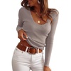 image:imageANRABESS Womens Ribbed Fitted Sweater Long Sleeve Shirts Scoop Neck Lightweight Casual Knit Slim Tops 2026 Fall OutfitsPurple Taupe