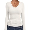 image:imageANRABESS Womens Wool Blend Long Sleeve V Neck Shirts  Comfy Soft Top Slim Fit Knit Daily Travel Going Out Clothes Basic Casual Fall Spring Transition OutfitsWhite