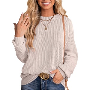 image:imageANRABESS Women Oversized TShirtsLong Sleeve Tunic Top for LeggingsRibbed Knit Side Split Casual Shirts for Daily amp TravelFair Pink