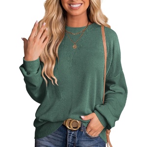 image:imageANRABESS Women Oversized TShirtsLong Sleeve Tunic Top for LeggingsRibbed Knit Side Split Casual Shirts for Daily amp TravelGreen