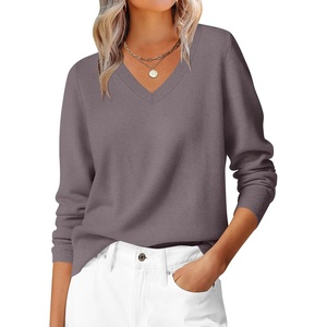image:imageANRABESS Womens Long Sleeve V Neck Basic Sweaters  Classic Pullover TopsSoft LooseBusiness Casual WorkTravel VacationAll Day WearFall Spring OutfitsWinter Layer ClothingNutmeg