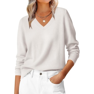 image:imageANRABESS Womens Long Sleeve V Neck Basic Sweaters  Classic Pullover TopsSoft LooseBusiness Casual WorkTravel VacationAll Day WearFall Spring OutfitsWinter Layer ClothingWhite
