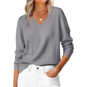 image:imageANRABESS Womens Long Sleeve V Neck Basic Sweaters  Classic Pullover TopsSoft LooseBusiness Casual WorkTravel VacationAll Day WearFall Spring OutfitsWinter Layer ClothingGrey