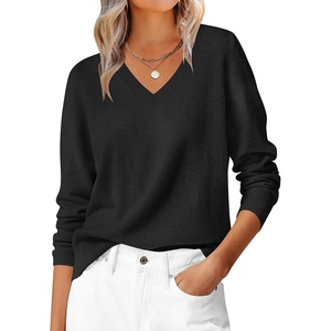 image:imageANRABESS Womens Long Sleeve V Neck Basic Sweaters  Classic Pullover TopsSoft LooseBusiness Casual WorkTravel VacationAll Day WearFall Spring OutfitsWinter Layer ClothingBlack